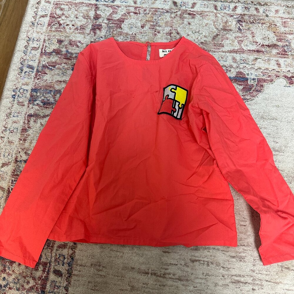Iris De Mouy X Monoprix Kids Girls Red Long Sleeve Shirt Size 8-10 in Good Shape